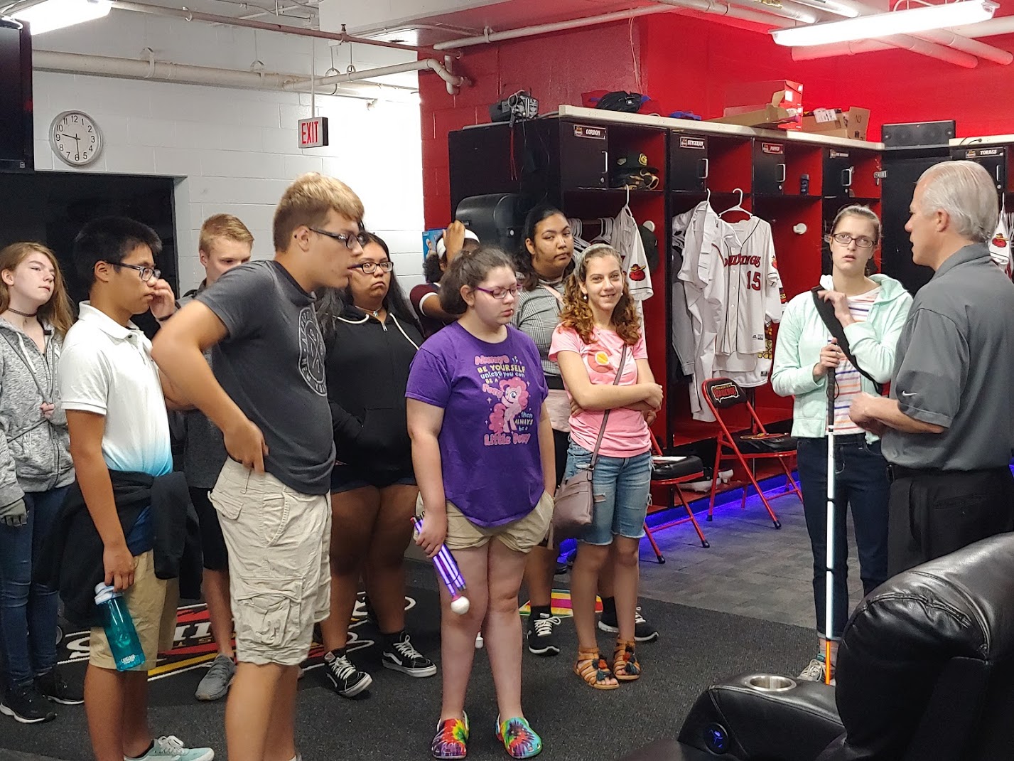 Visiting the Red Wings locker room.
